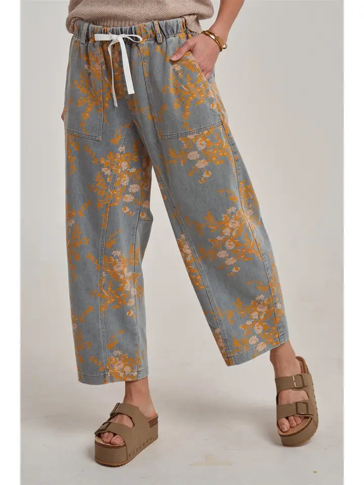 Floral Print Denim