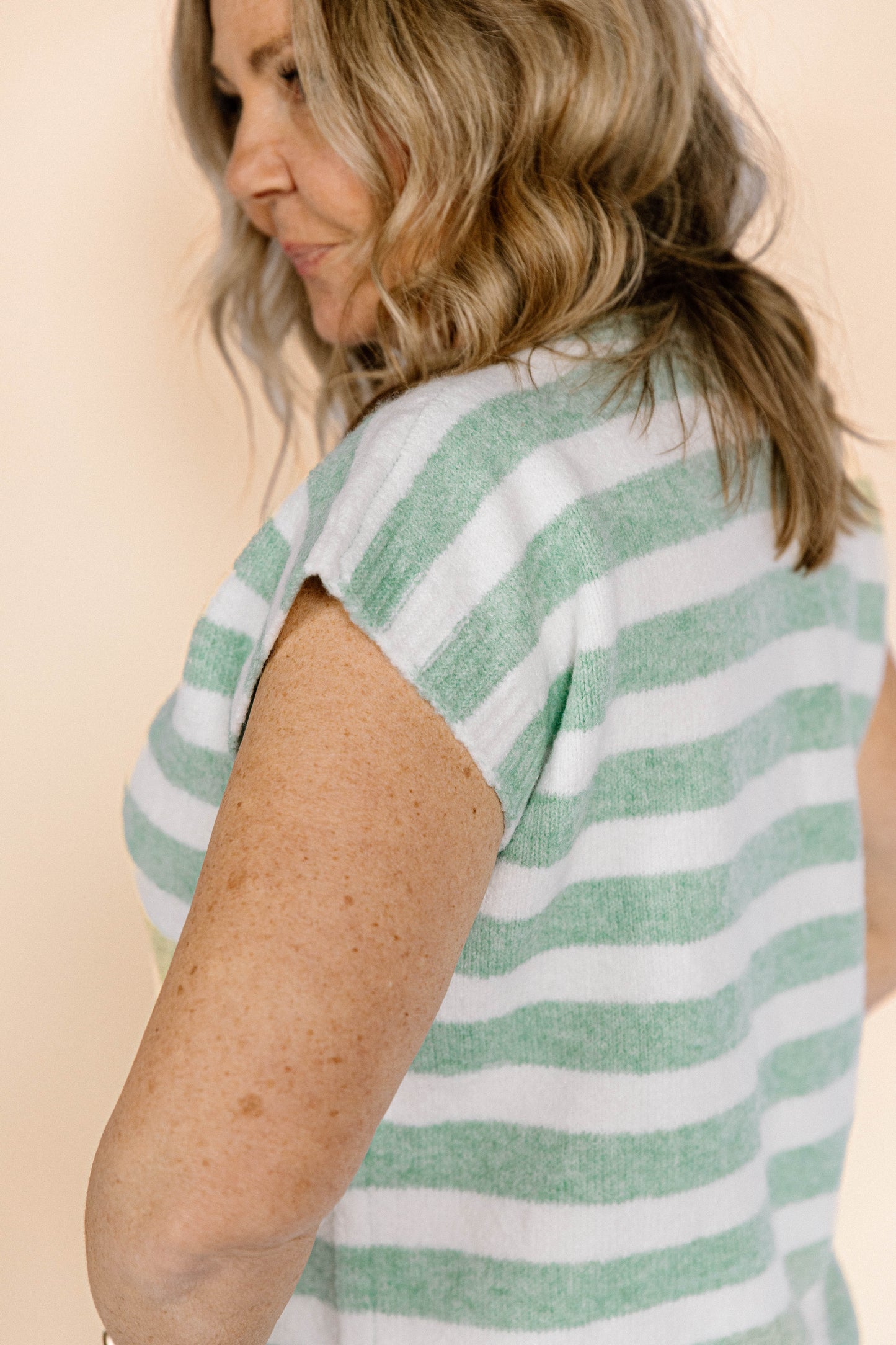 Stripe Cap Sleeve Top