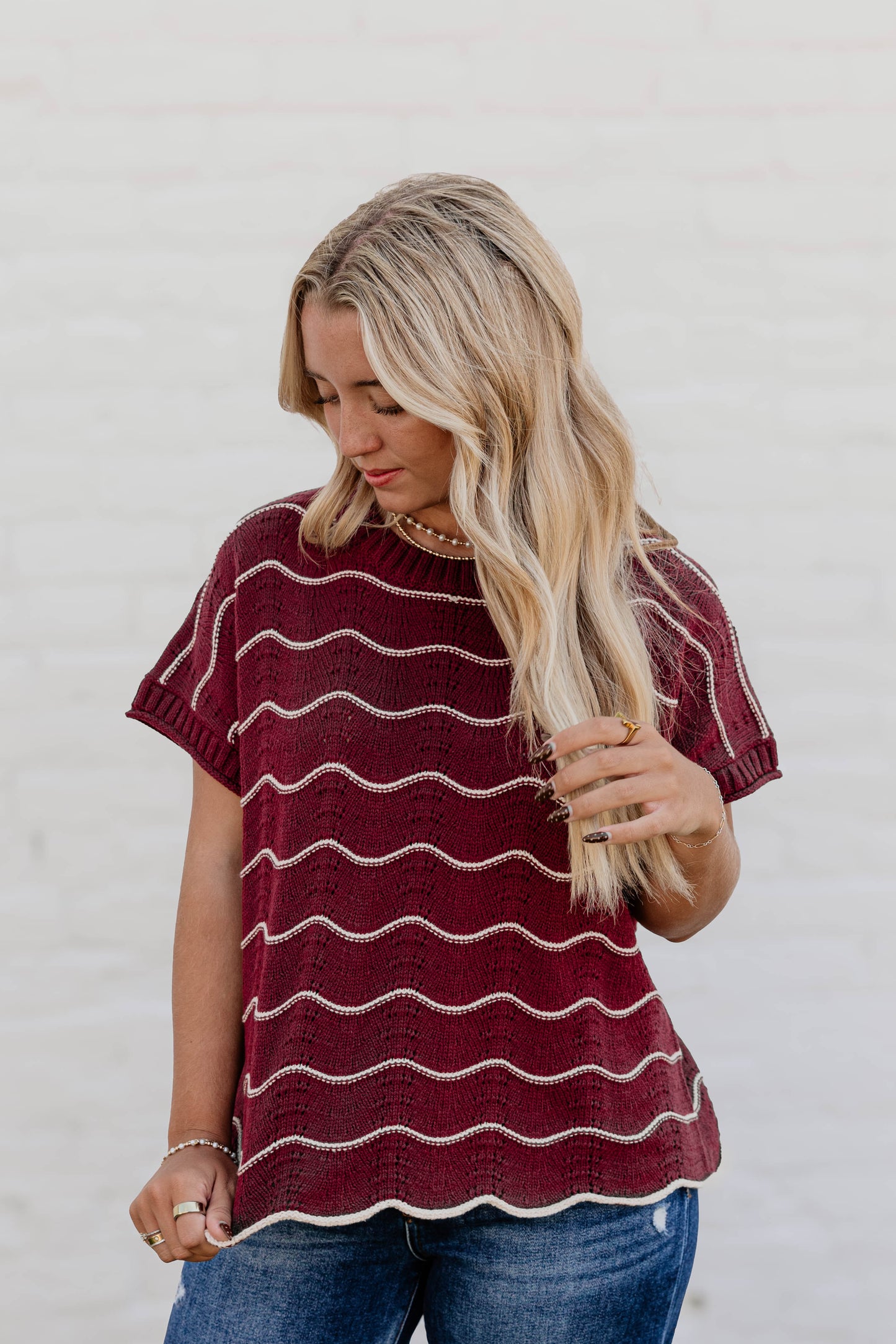 Scallop Striped Sweater
