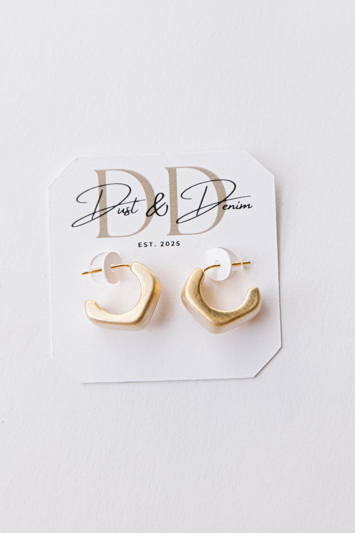 Mini Brushed Hexagonal Earrings