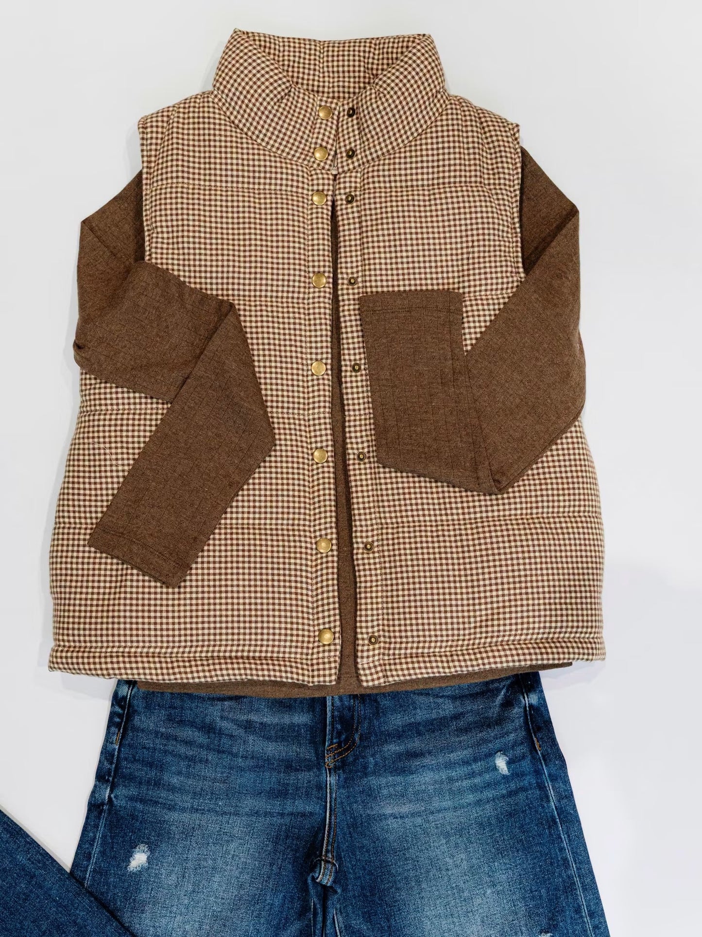 Gingham Puffer Vest