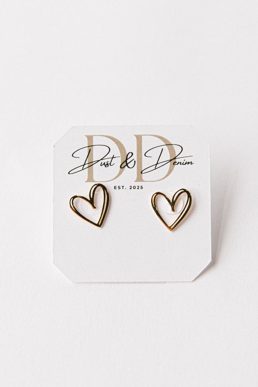 Open heart gold earrings