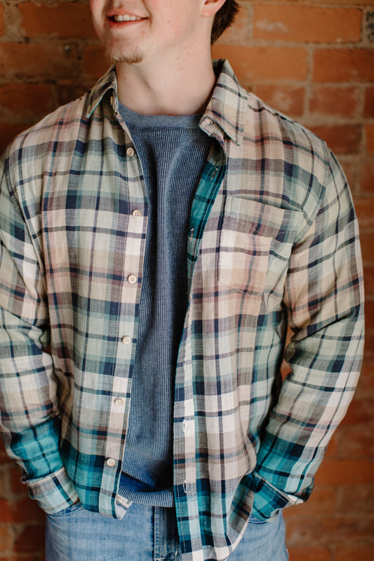 Men's Ombre Plaid Long sleeve