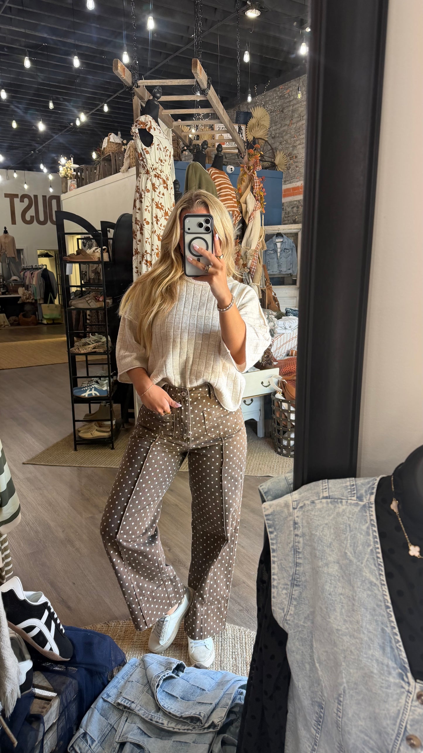 Polka Dot Barrel Jeans