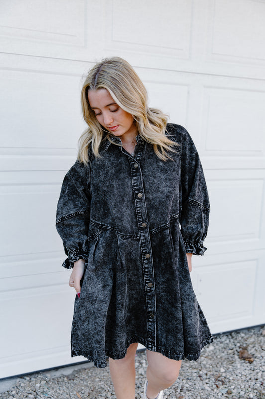 Black Denim Shirt Dress
