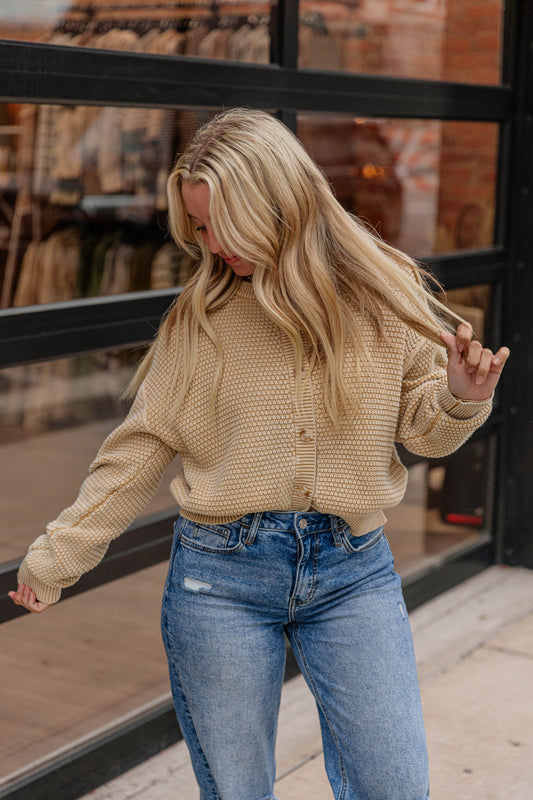 Mineral Waffle Cardigan