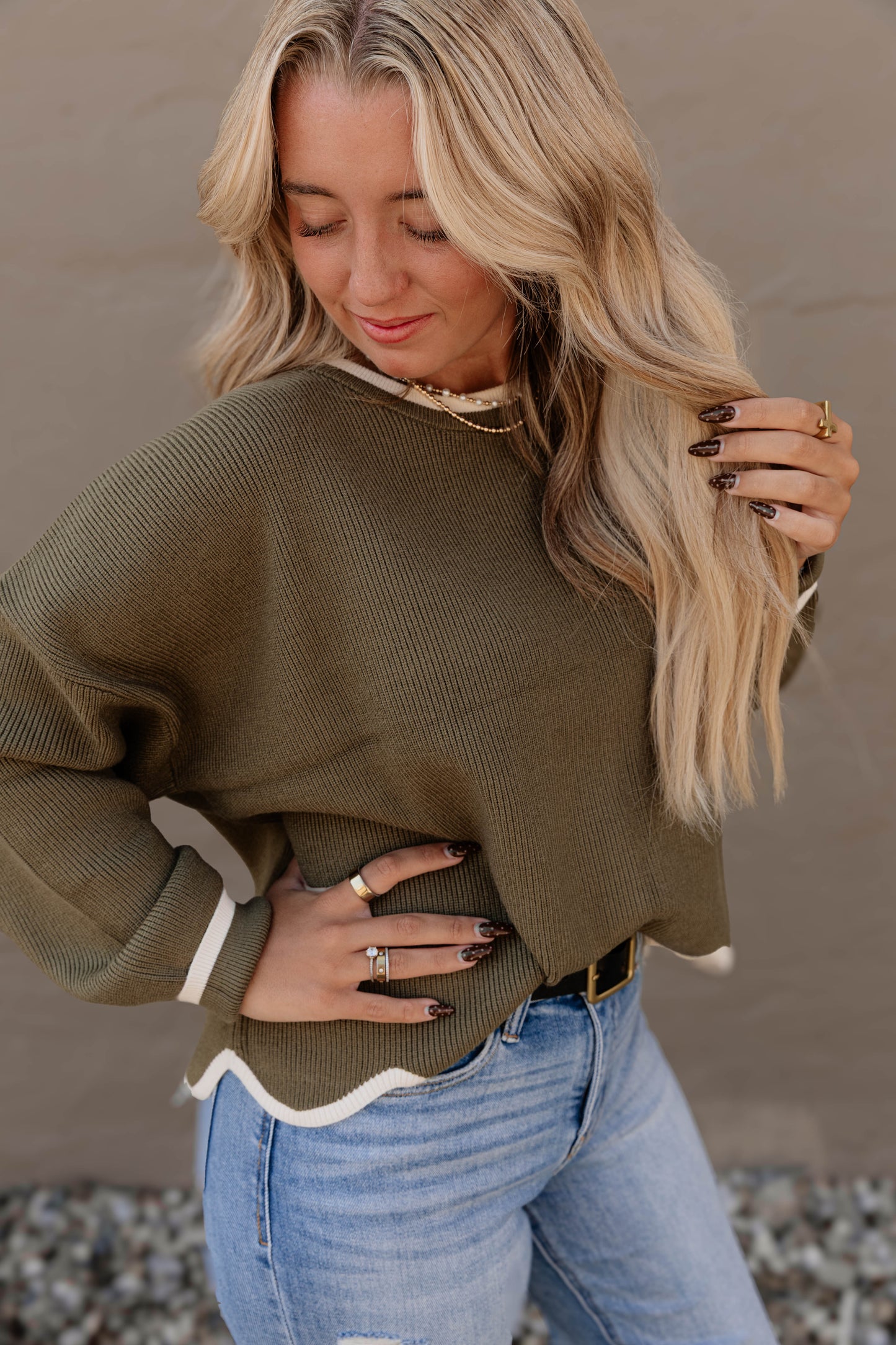 Scallop Hem Sweater