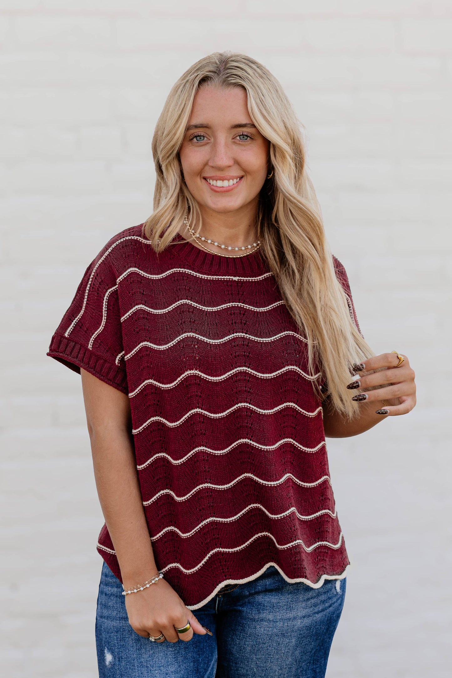 Scallop Striped Sweater