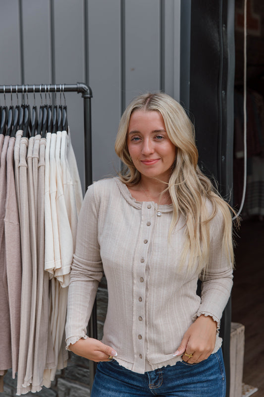 Button Down Ribbed Top