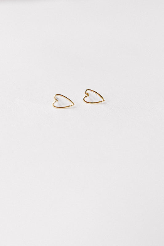 Open skinny heart gold earrings