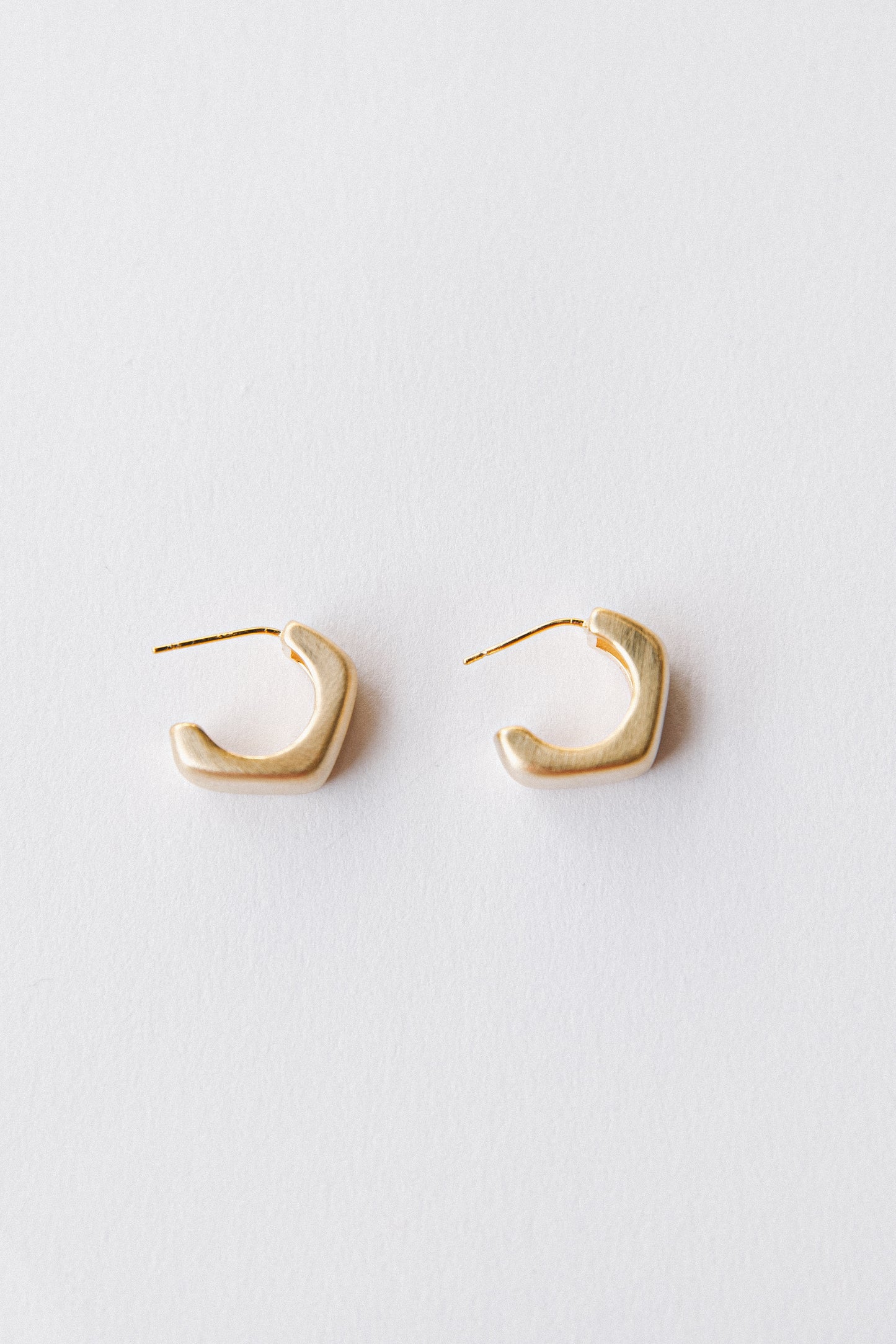 Mini Brushed Hexagonal Earrings