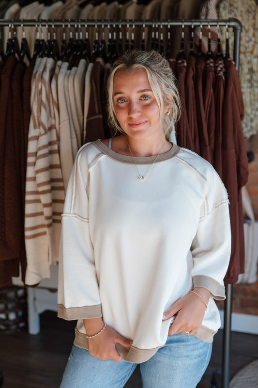 Contrast Exposed Seam Pullover