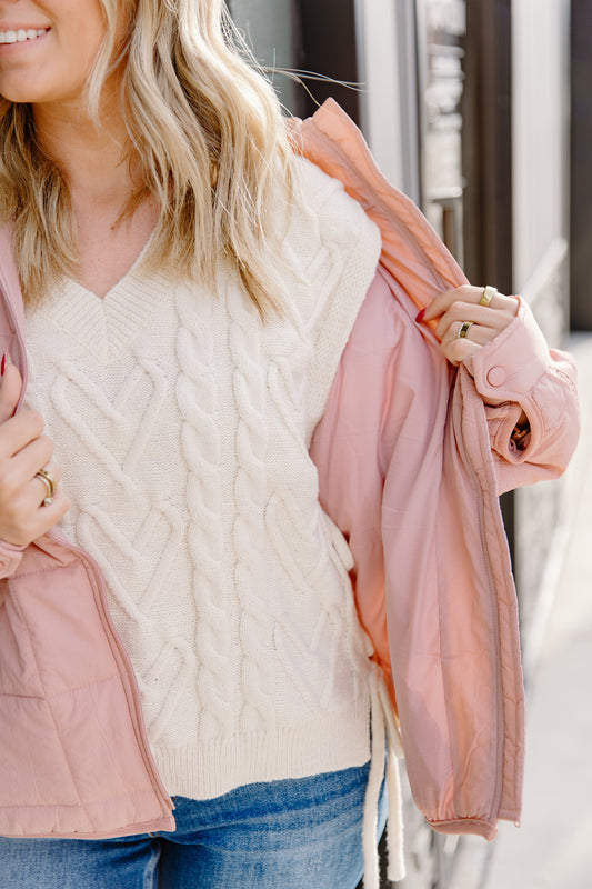 Side Tie Cable Sweater Vest