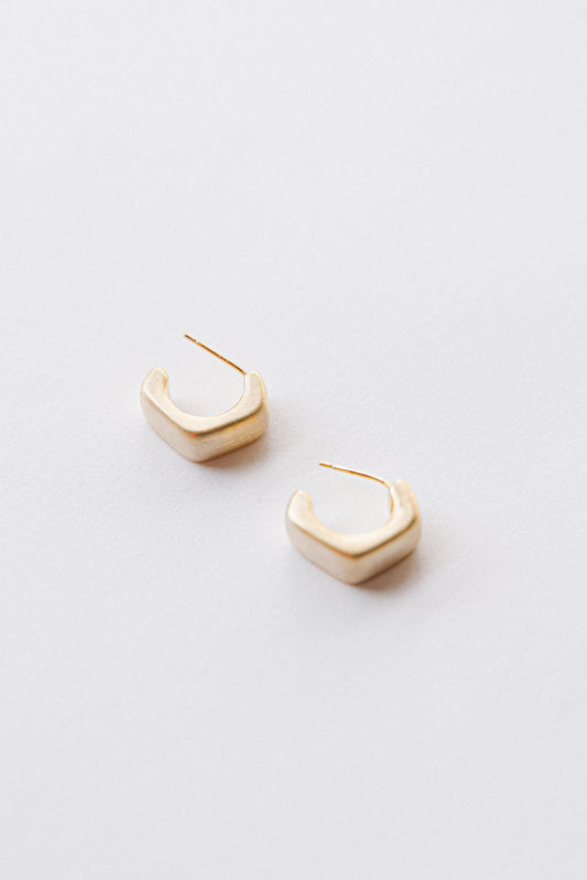 Mini Brushed Hexagonal Earrings