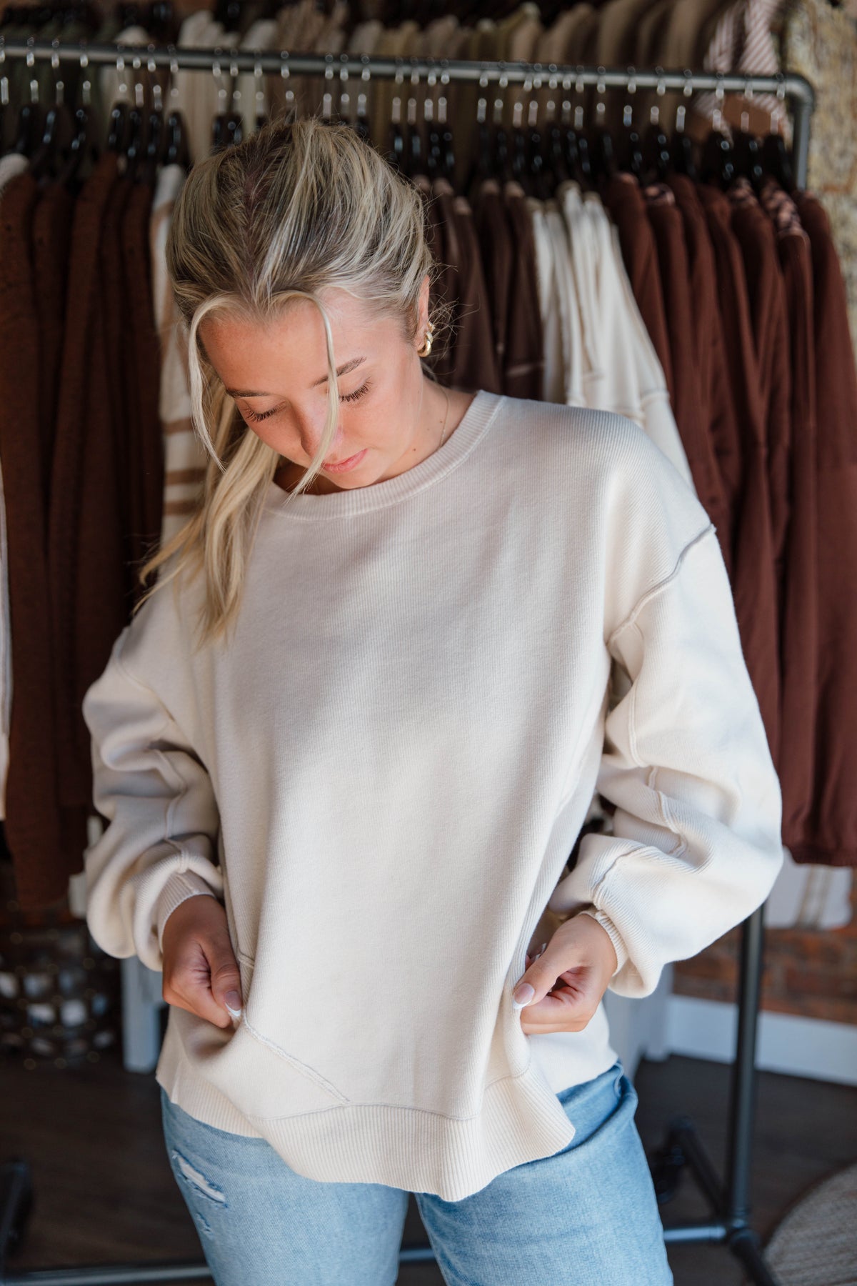 Oversized Knitted Crew Pullover