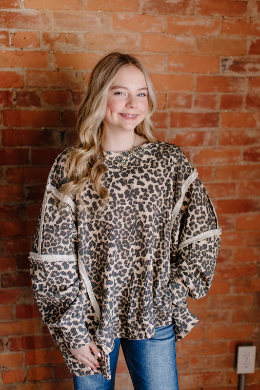 Oversized Cheetah Crewneck Sweater