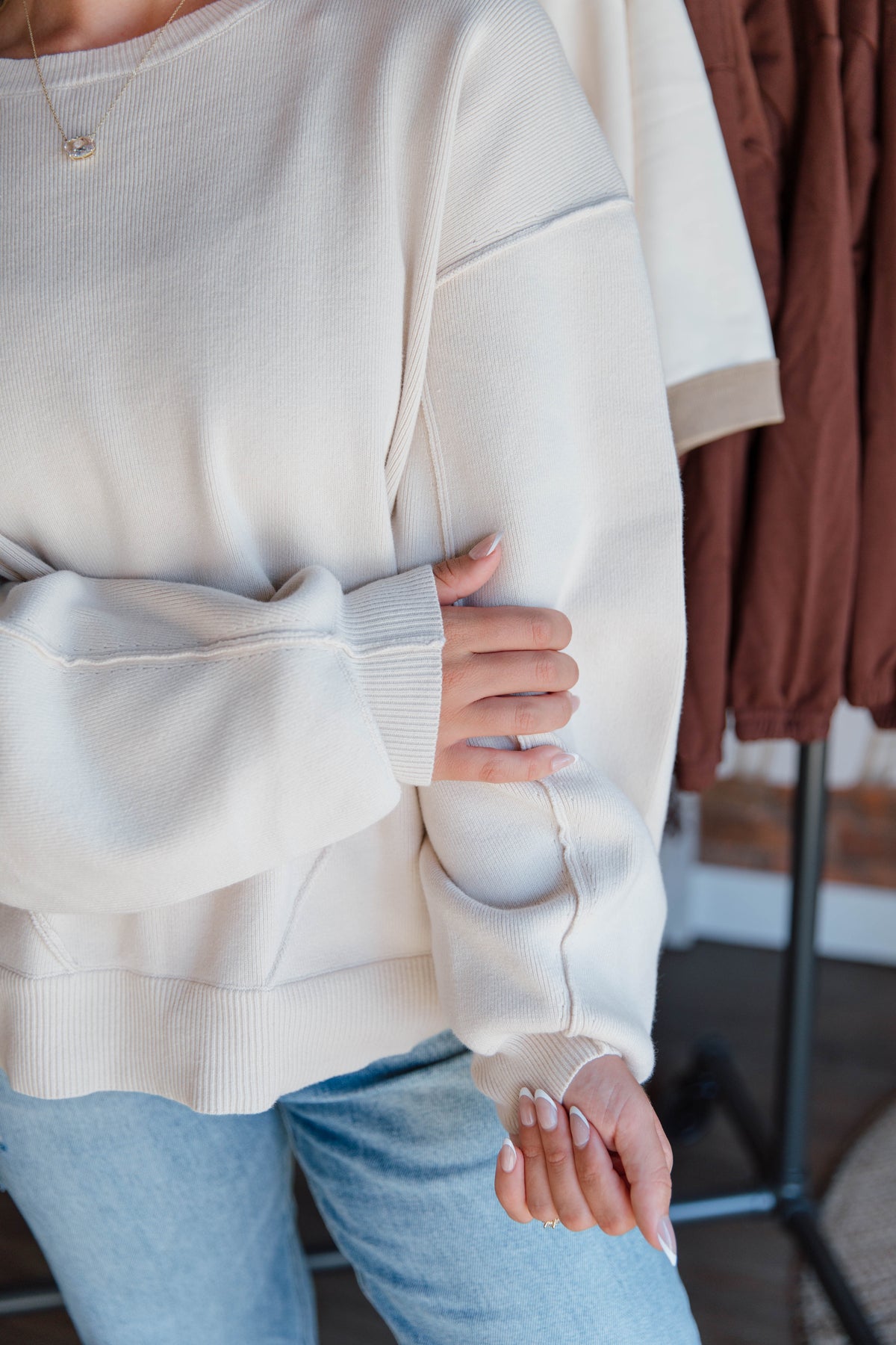 Oversized Knitted Crew Pullover
