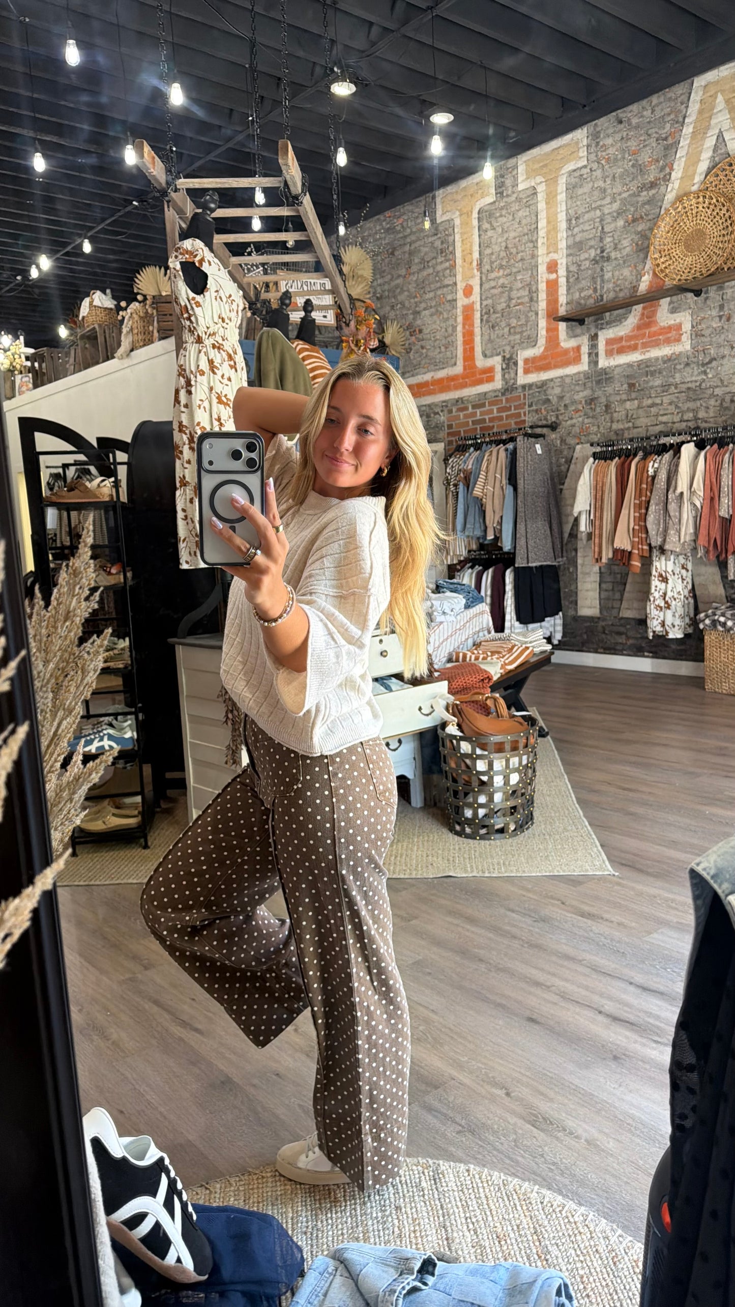 Polka Dot Barrel Jeans