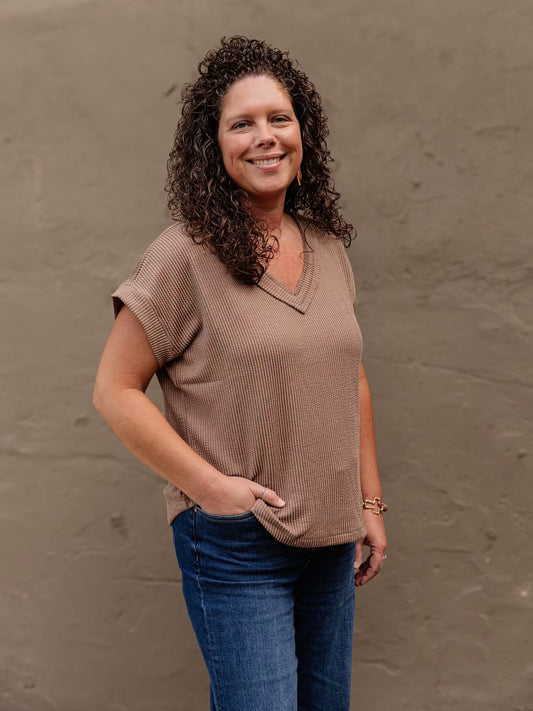 Ribbed V Neck