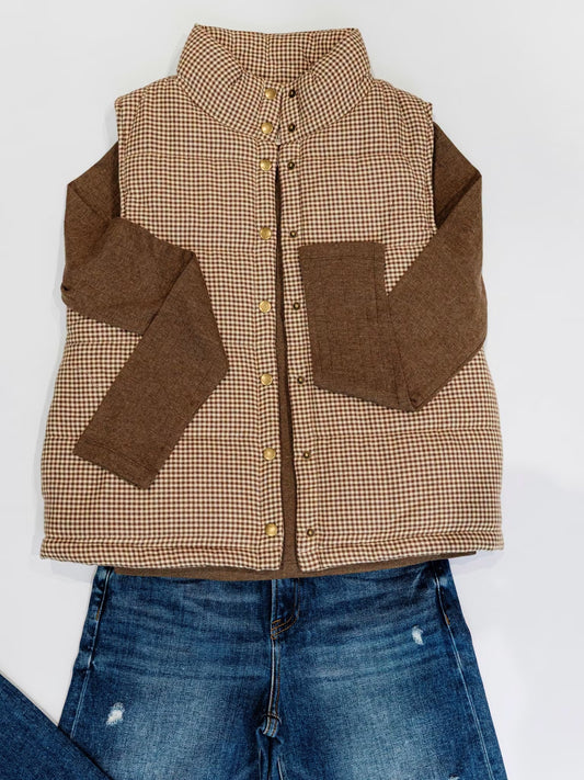 Gingham Puffer Vest
