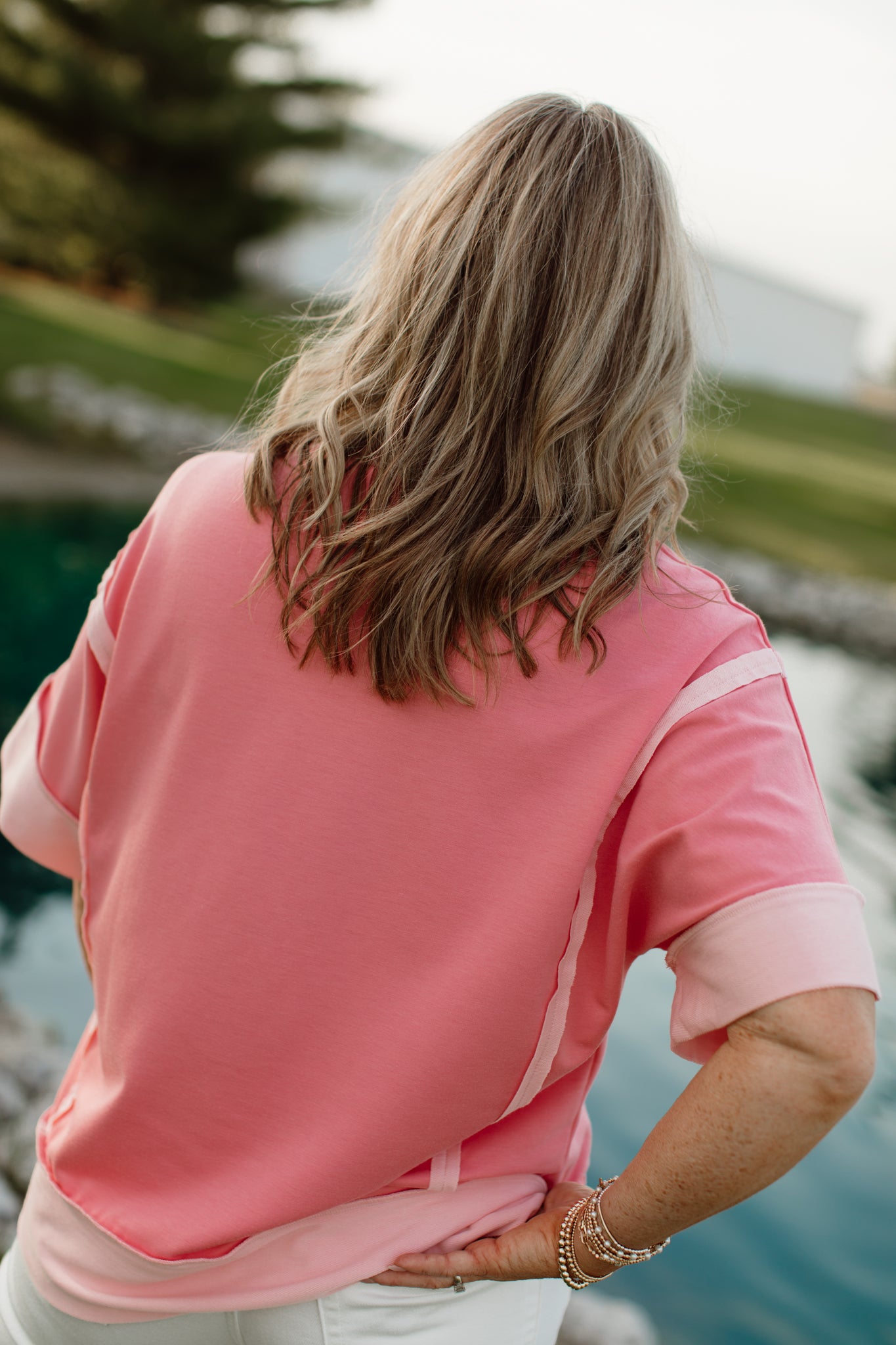 Raw Seam High Low Side Split Top