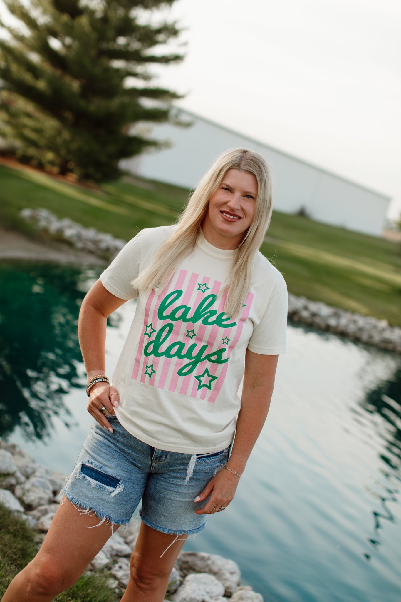 Lake Days Striped Tee