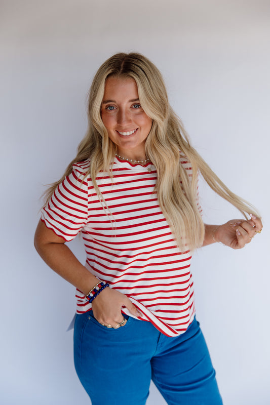 Stripe Scalloped Top