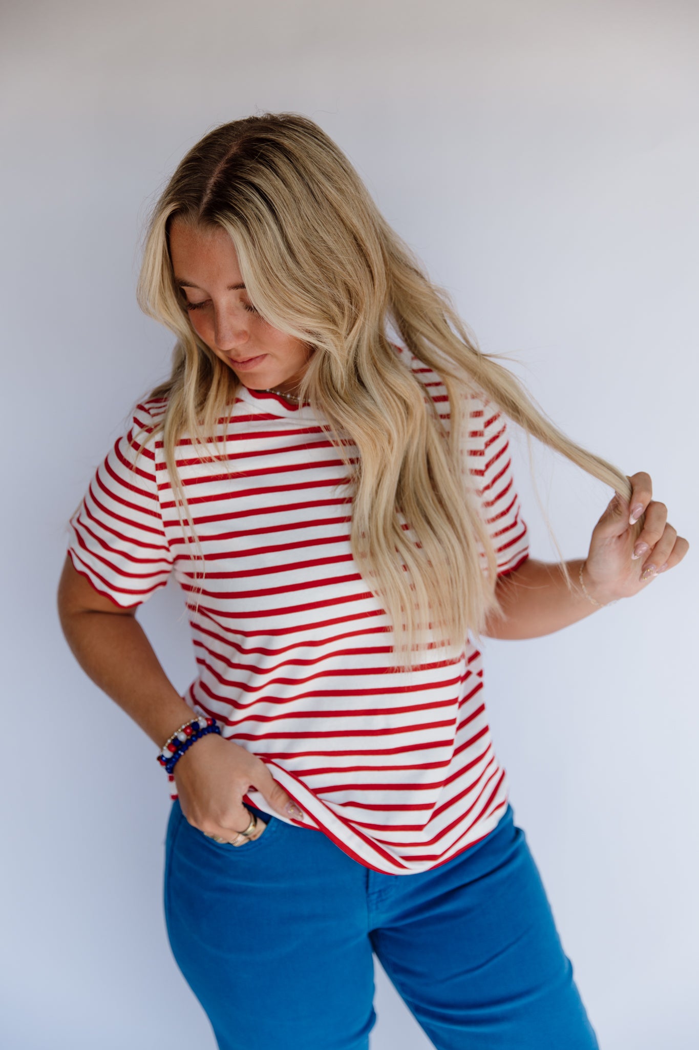 Stripe Scalloped Top