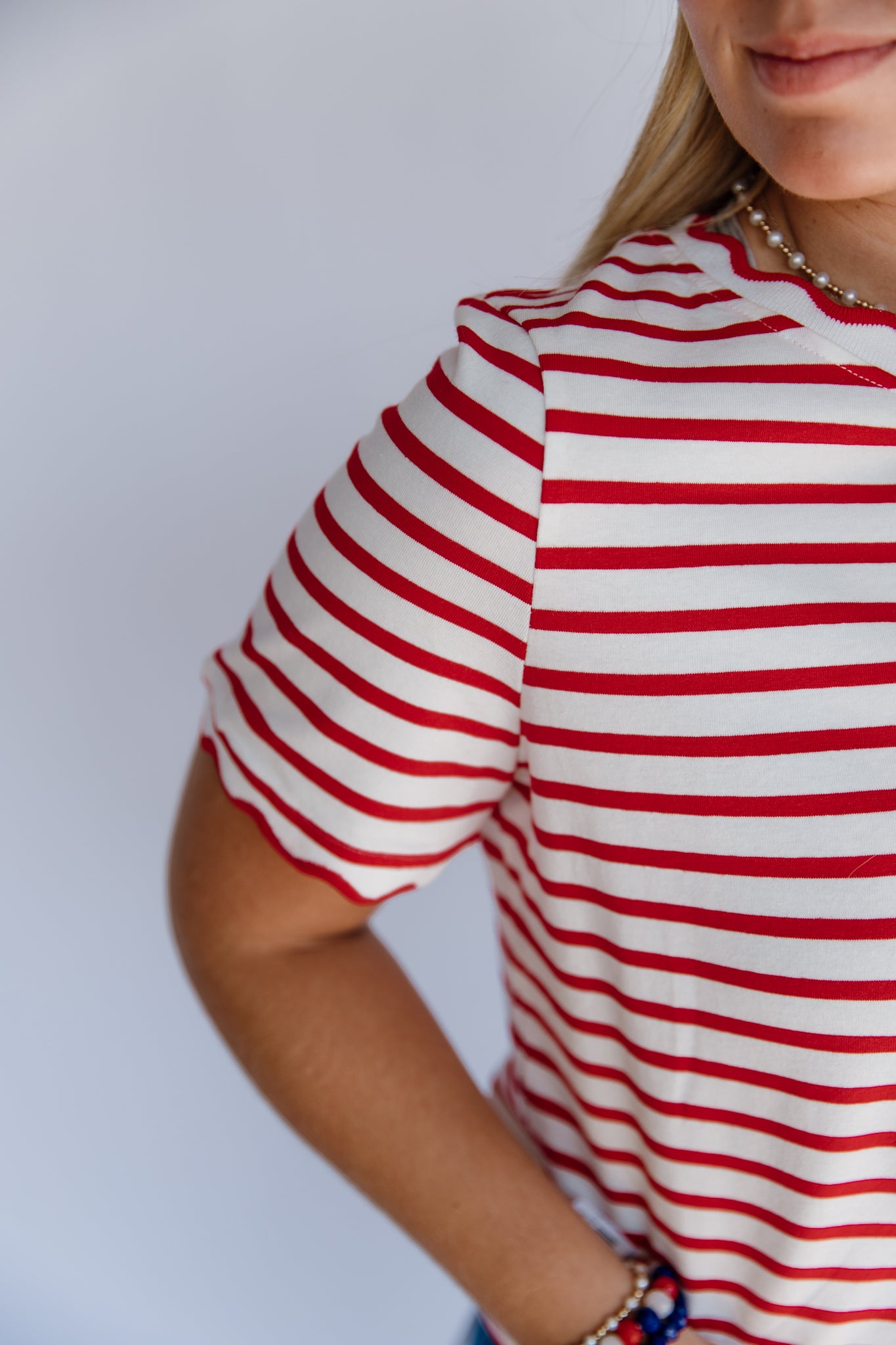 Stripe Scalloped Top