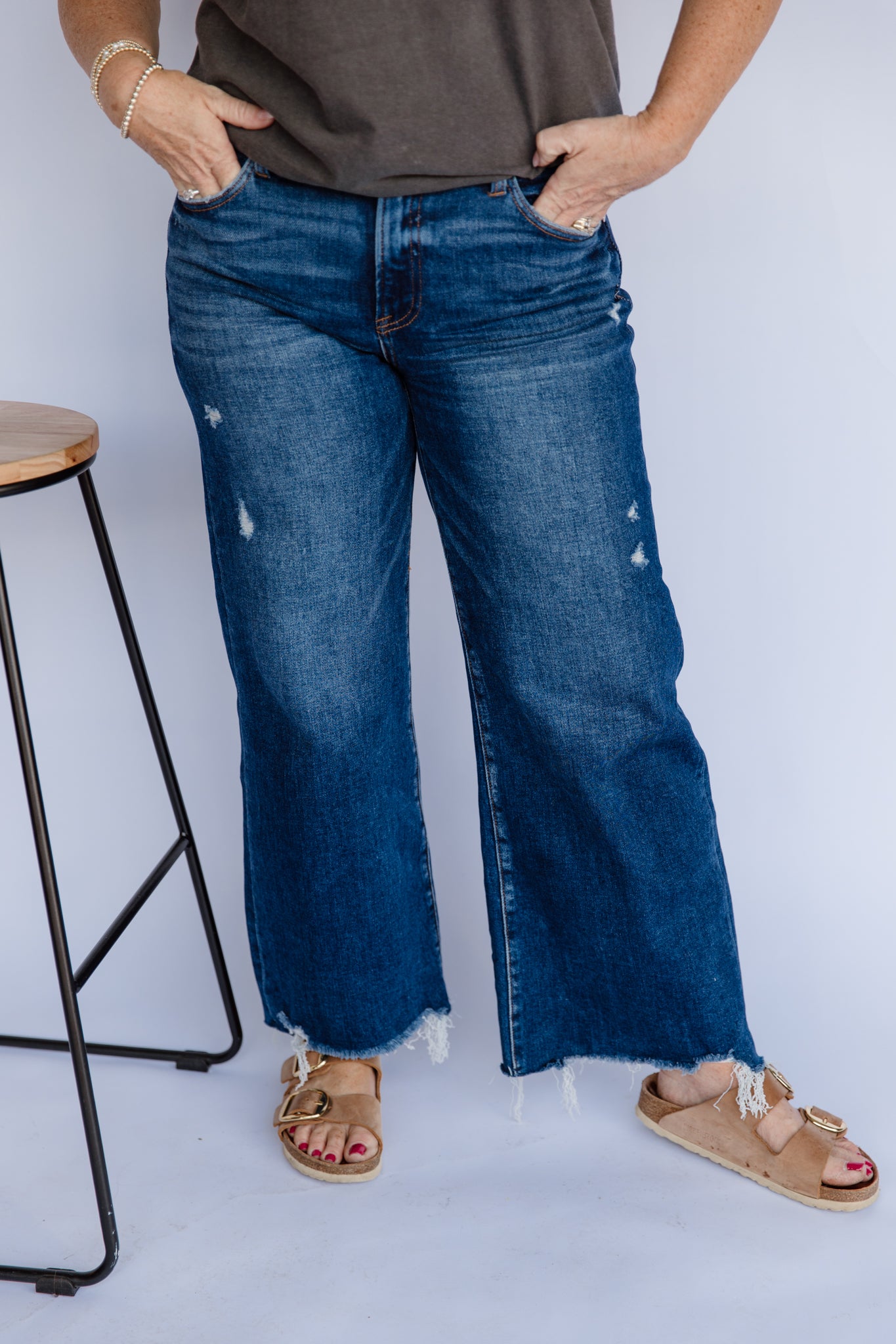 Risen High Rise Crop Wide Leg Jeans