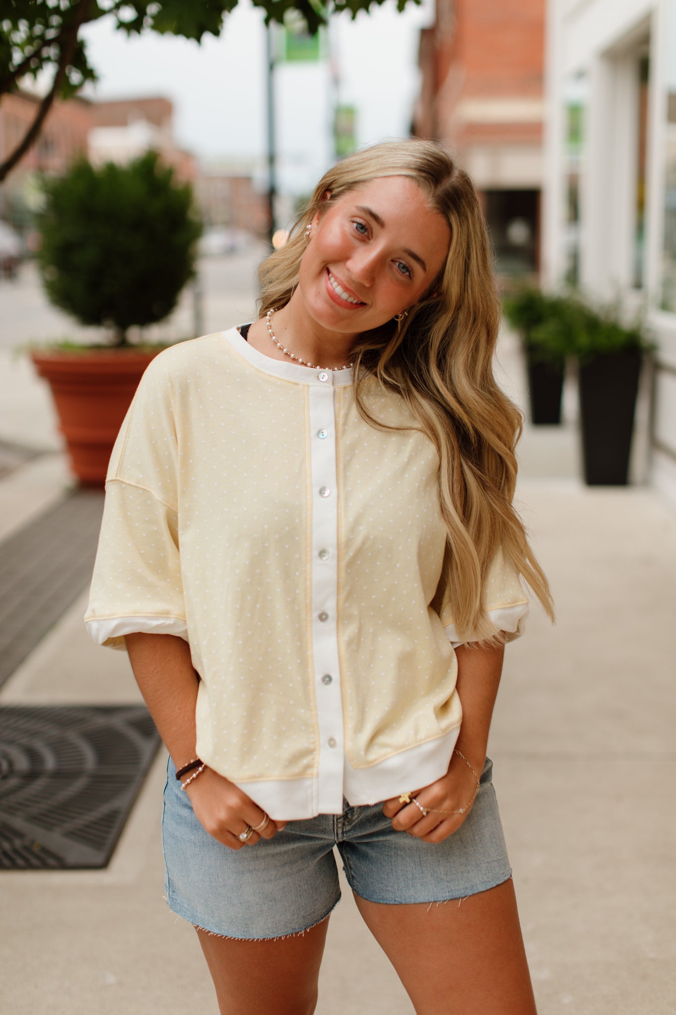 Relaxed Polka Dot Cardigan