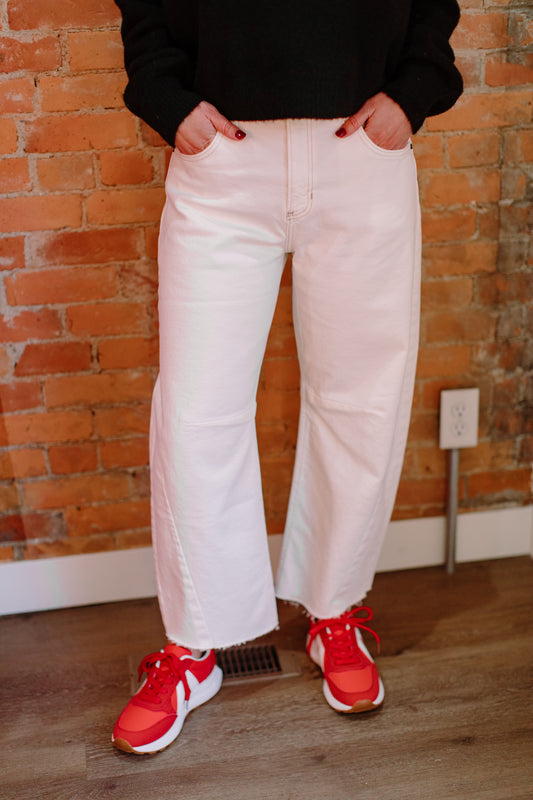JBD White Barrel Jeans