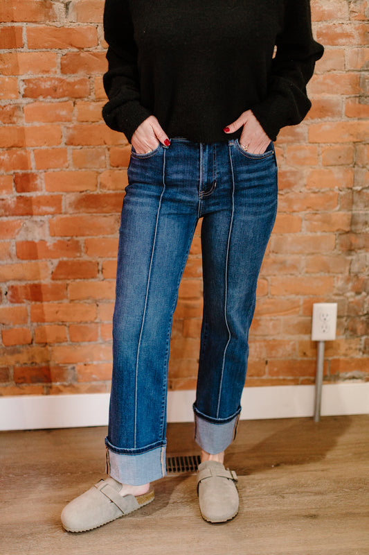High Rise Straight Wide Risen Jeans