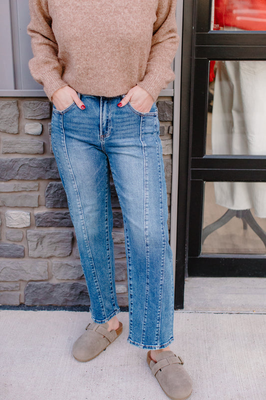 High Rise Cropped Risen Jeans