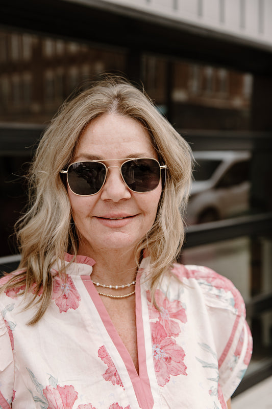 Gold Rimmed Aviator Sunglasses