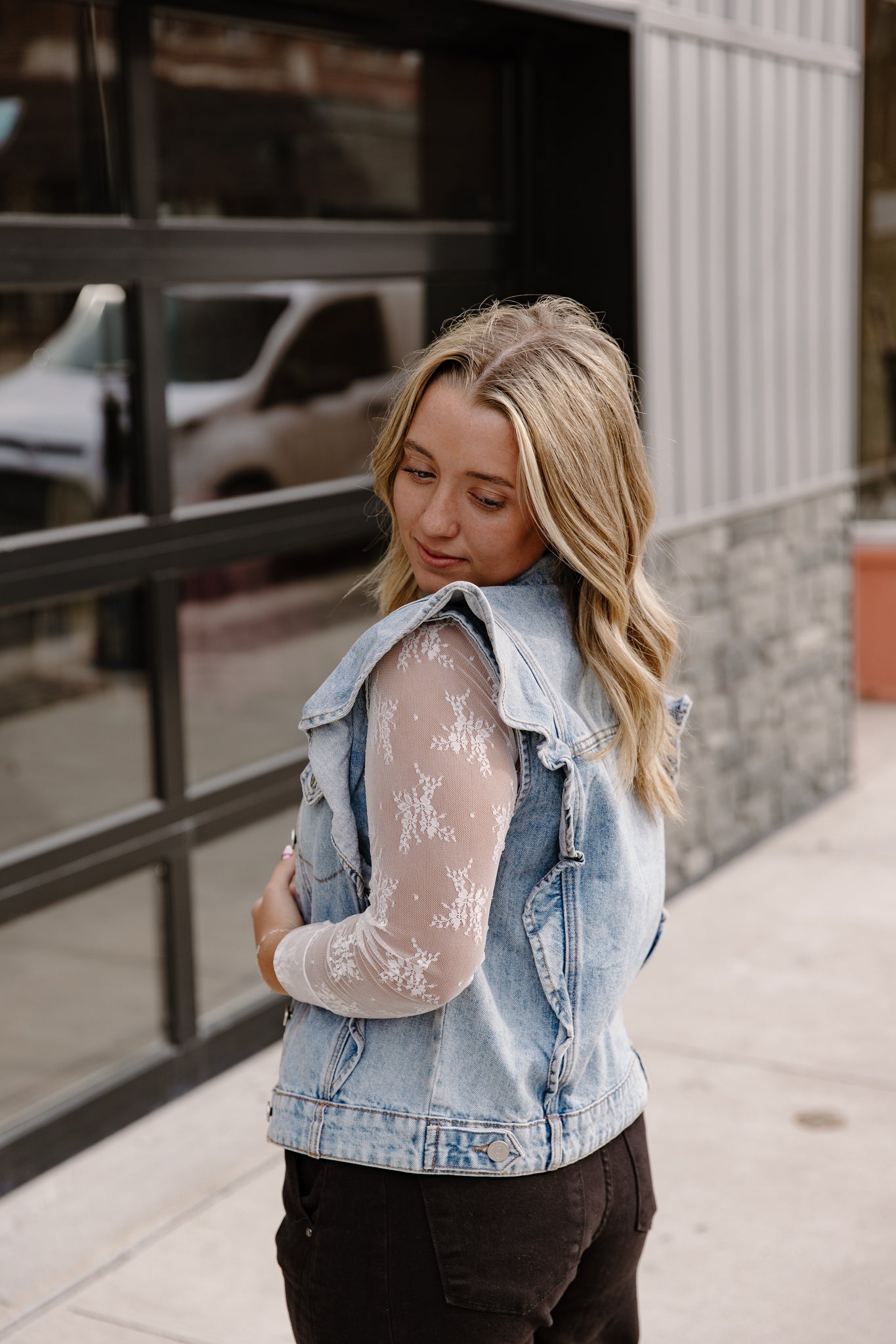 Ruffle Jean Vest