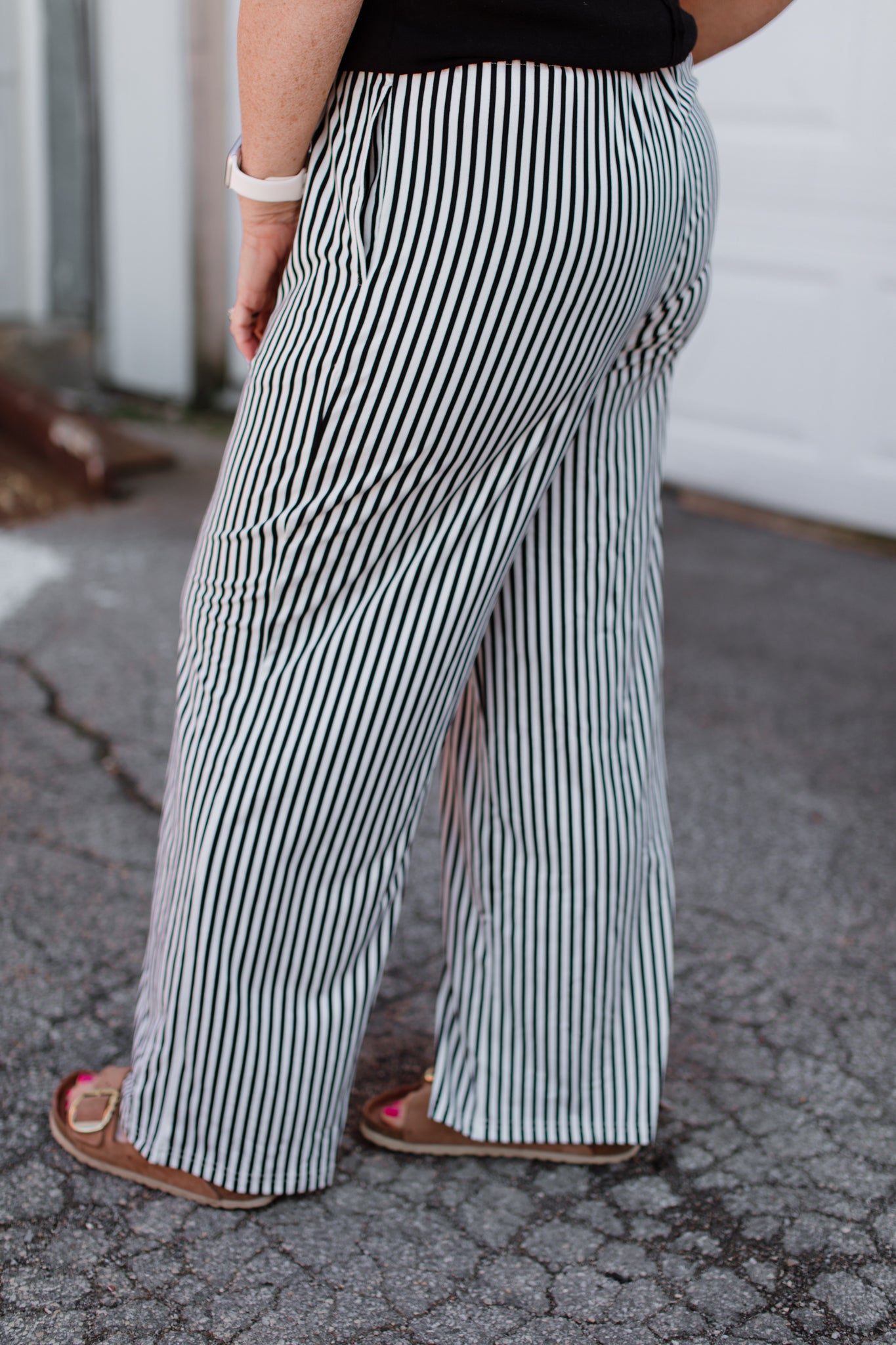 Stripe Tied High Waist Pants