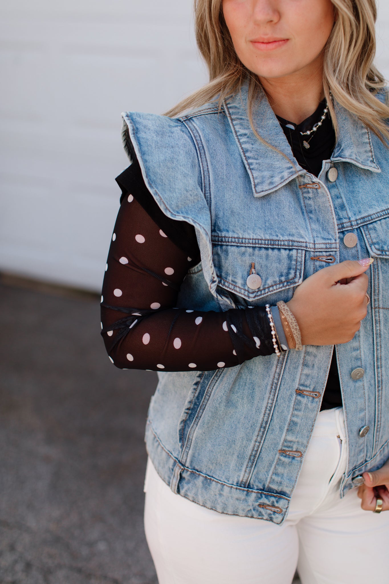 Polka Dot Mesh Top