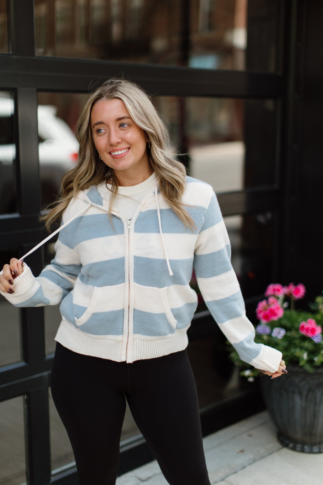Striped Zipper Cardigan