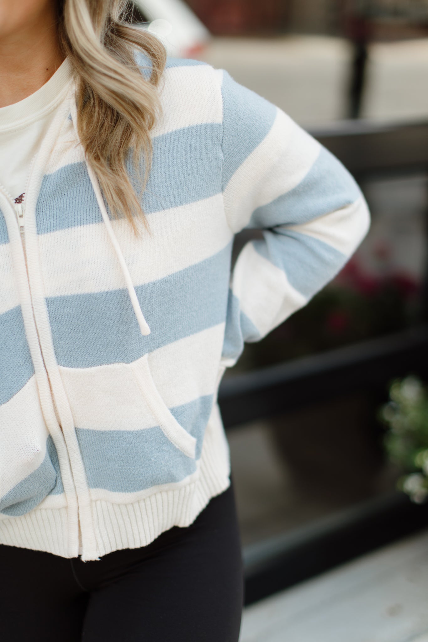 Striped Zipper Cardigan
