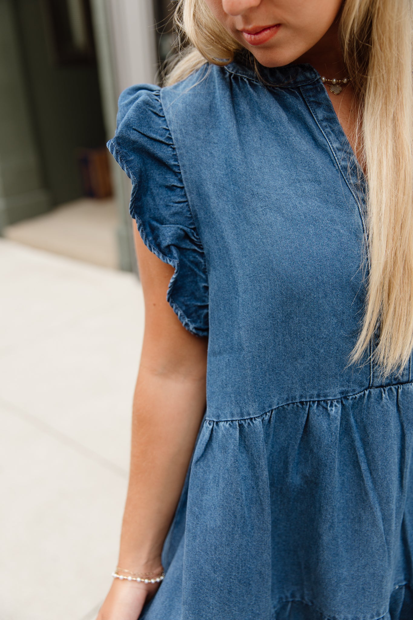 Tencel Ruffle Mini Dress