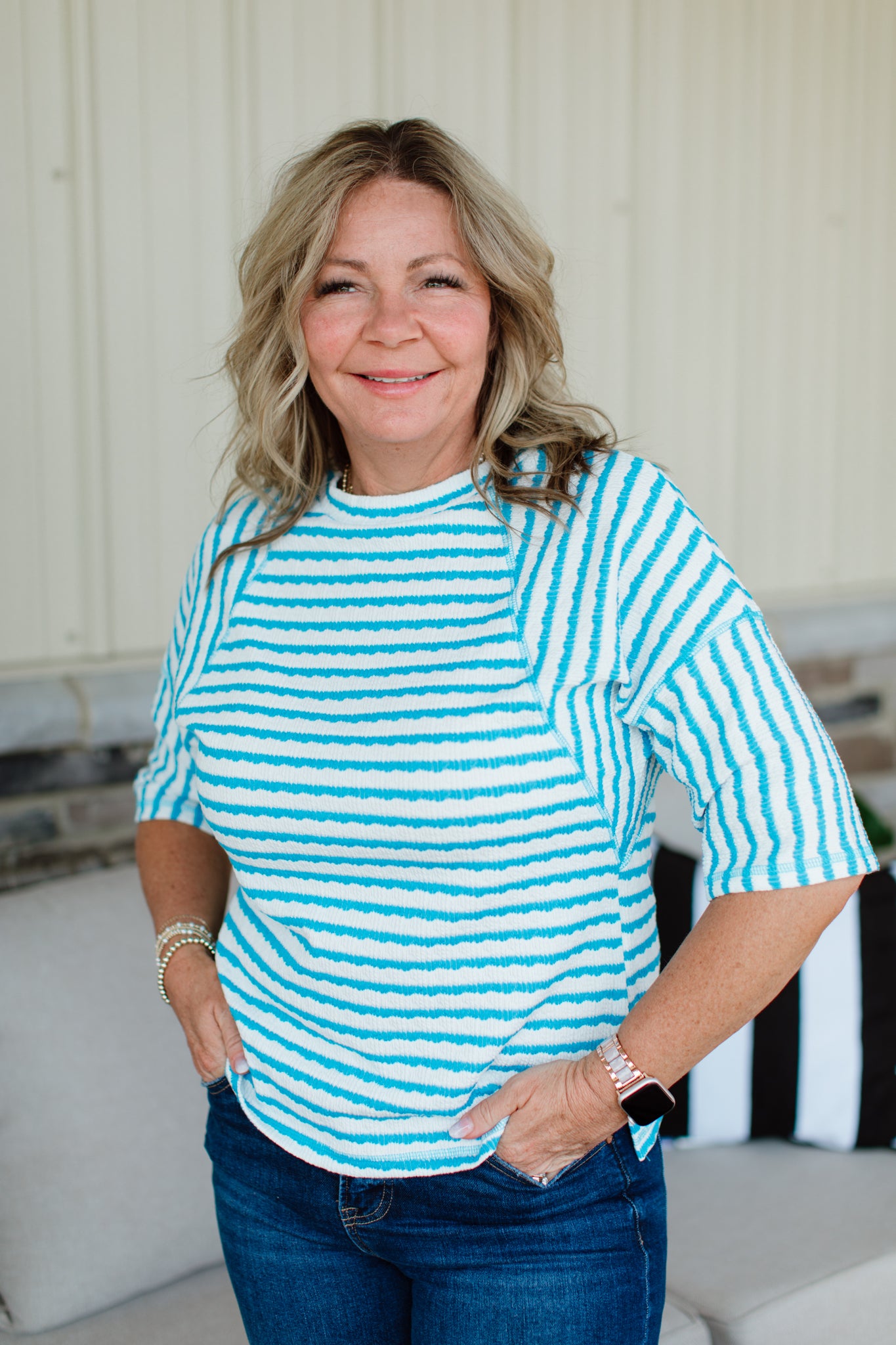 Stripe Textured Knit Top