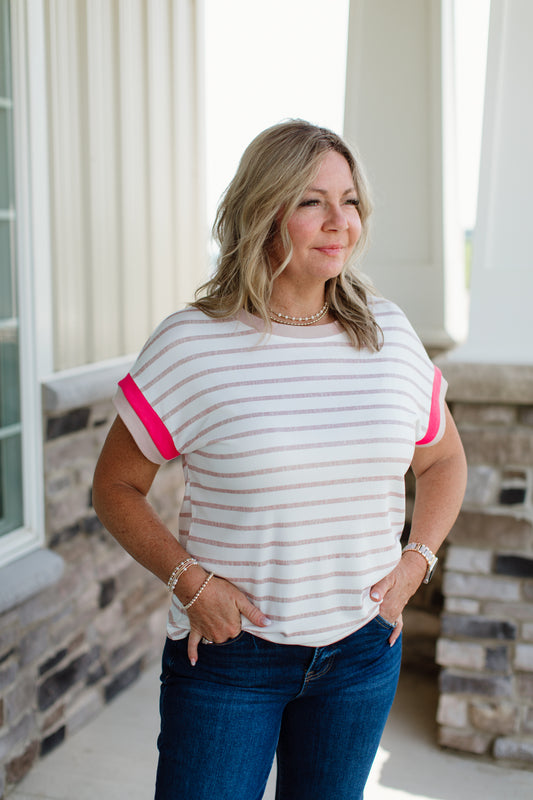 Stripe Colorblock Trim Short